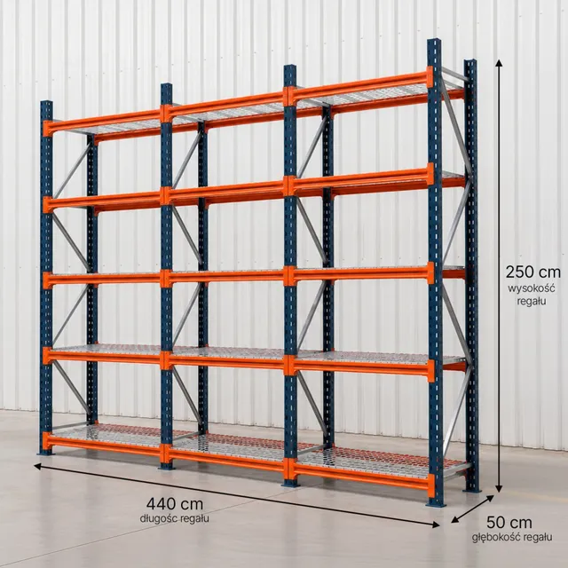 Mecalux M7 scaffale magazzino 250x440x50 cm 5 ripiani 120 kg