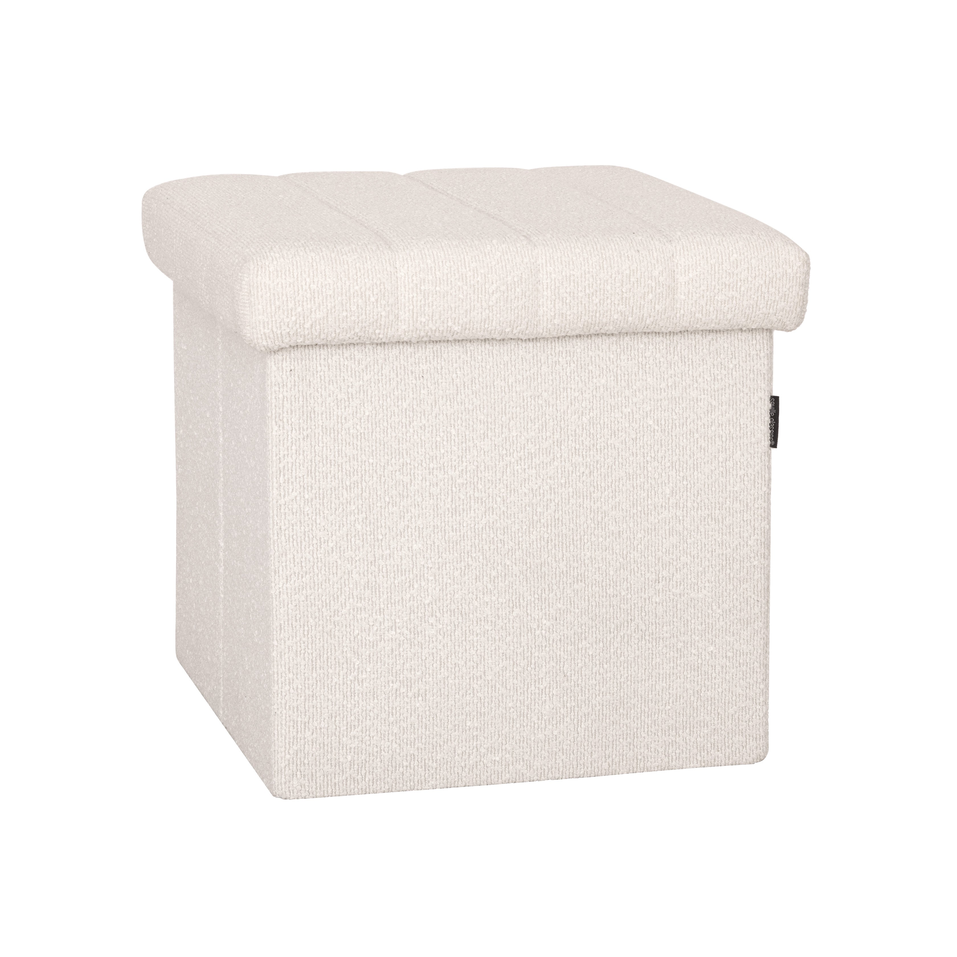 Seville Classics Pouf Contenitore Tondo Bianco Bouclé