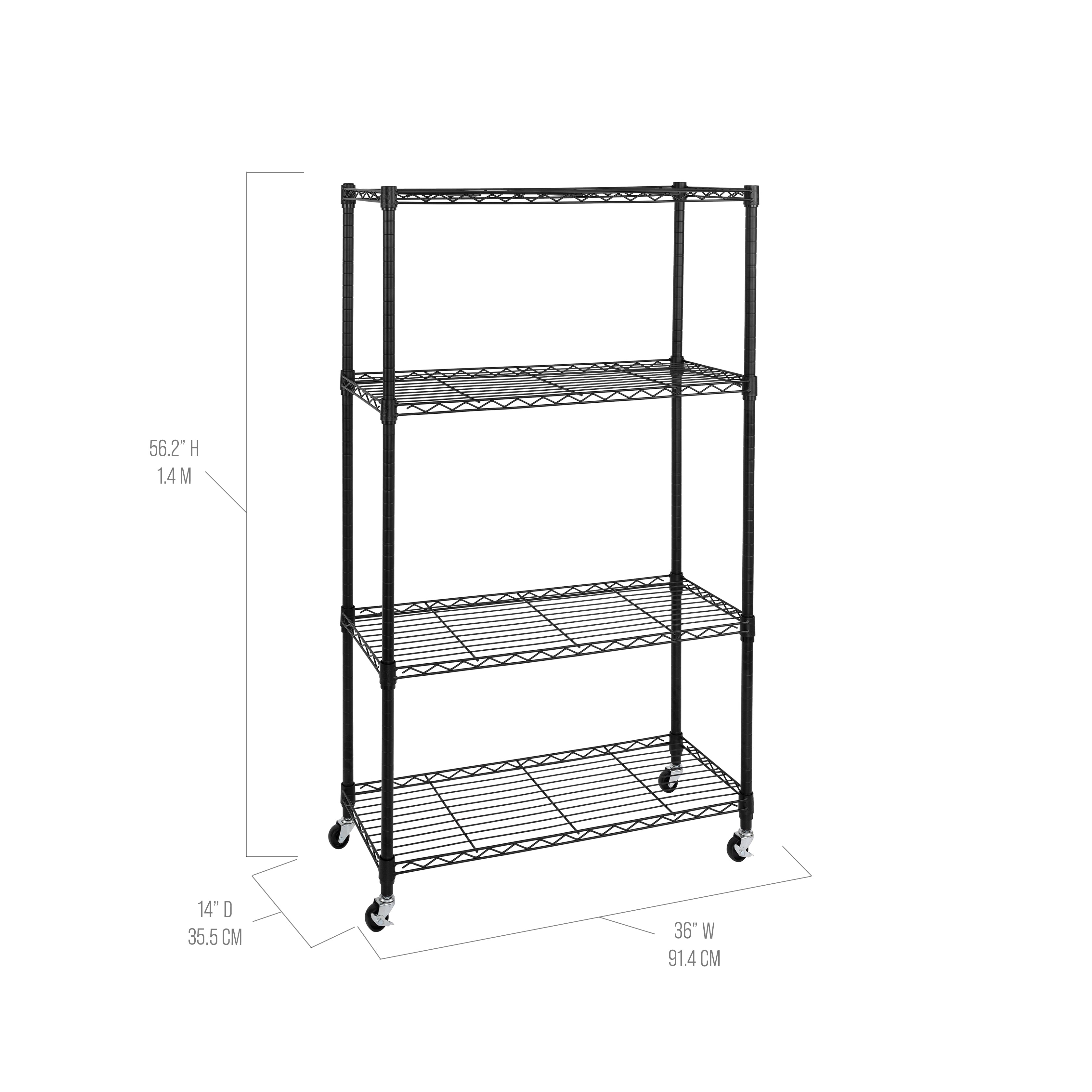Seville Classics scaffale filo nero 4 ripiani