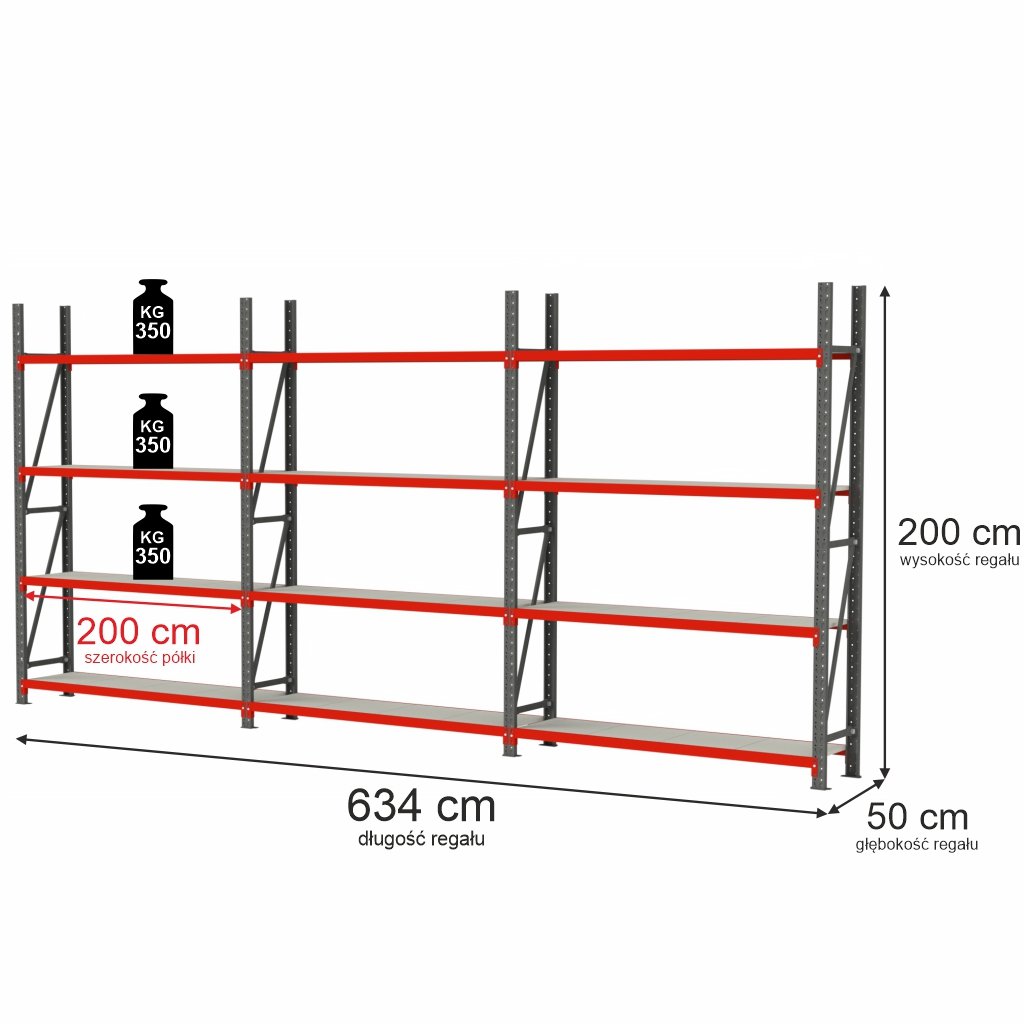 Mega-M Fortis H-200 scaffale magazzino 12 ripiani 634x50