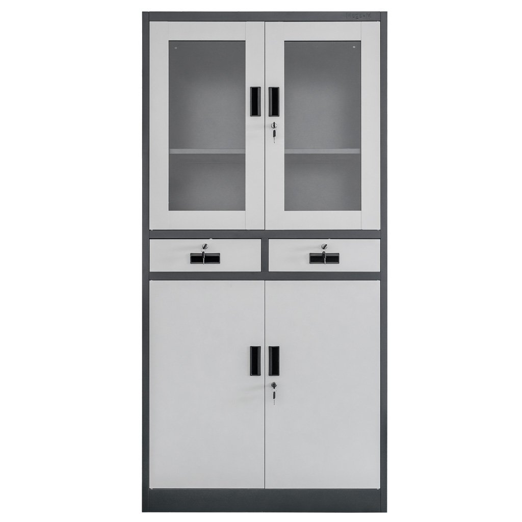 Mega-M WENUS Armadio Ufficio Metallo Vetro 90x40x185