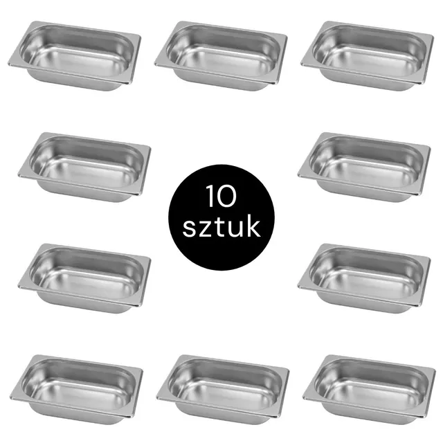 Mega-M GN 1/4 bacinella inox 65 mm set 10 pezzi