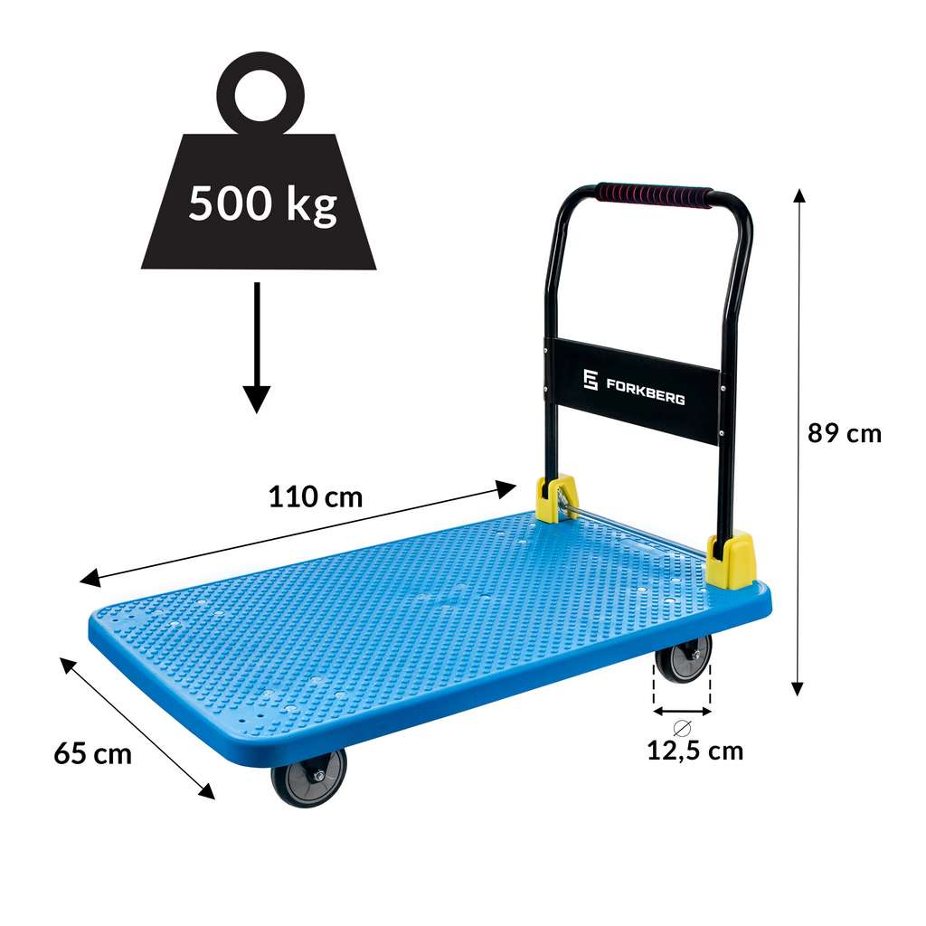 FORKBERG L Carrello Piattaforma Pieghevole 500 kg 109x64 cm