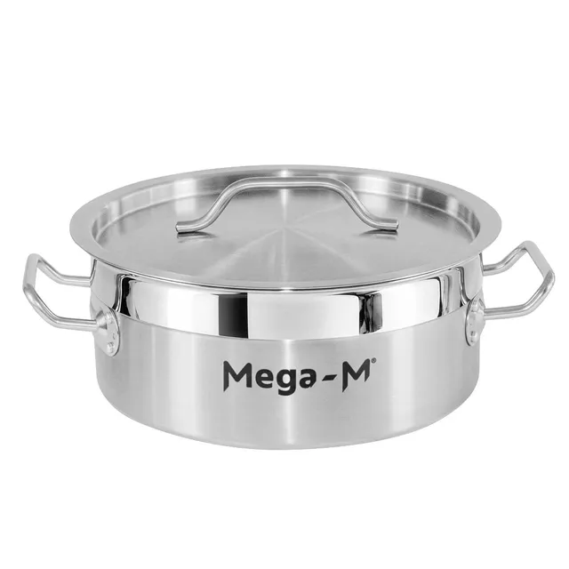 Mega-M PRO pentola bassa acciaio 5 L 25x11 cm con coperchio