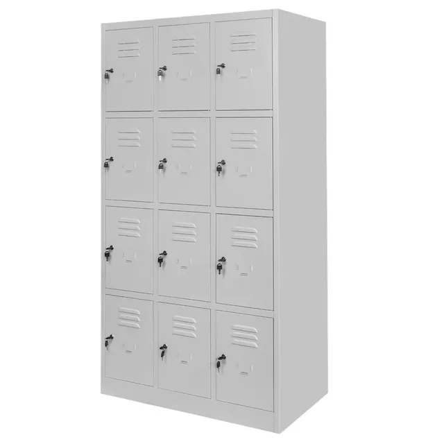 Mega-M 12 Scomparti Armadio Spogliatoio 90x50x180 cm Grigio