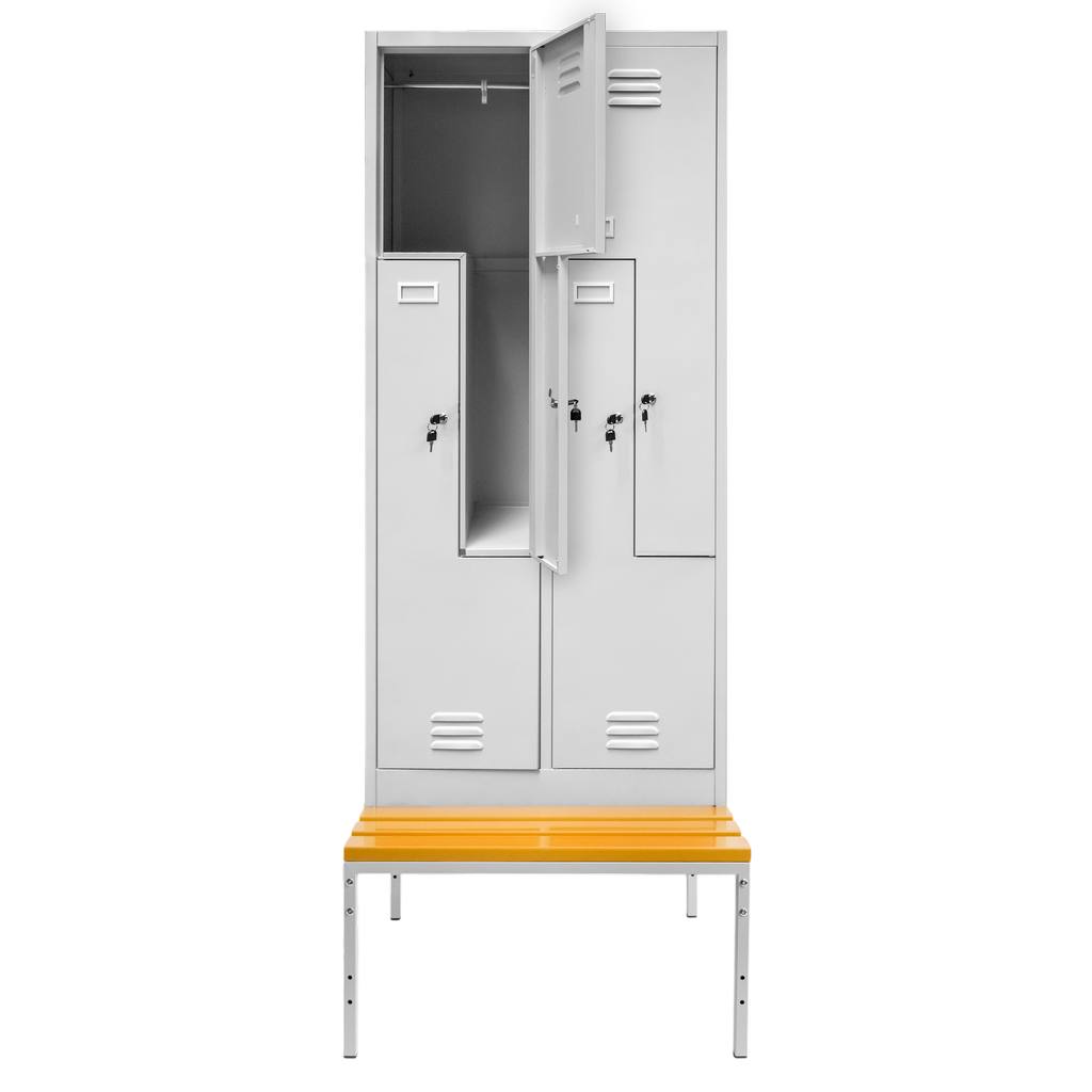 Mega-M S-80 armadietto spogliatoio 4 ante grigio con panca