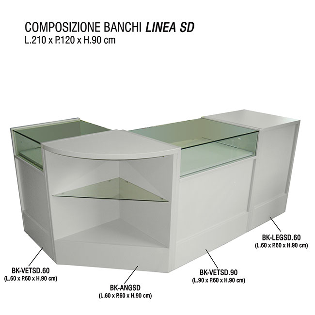Agosistem SD banco vetrina 90 vetro 90x60x90 cm