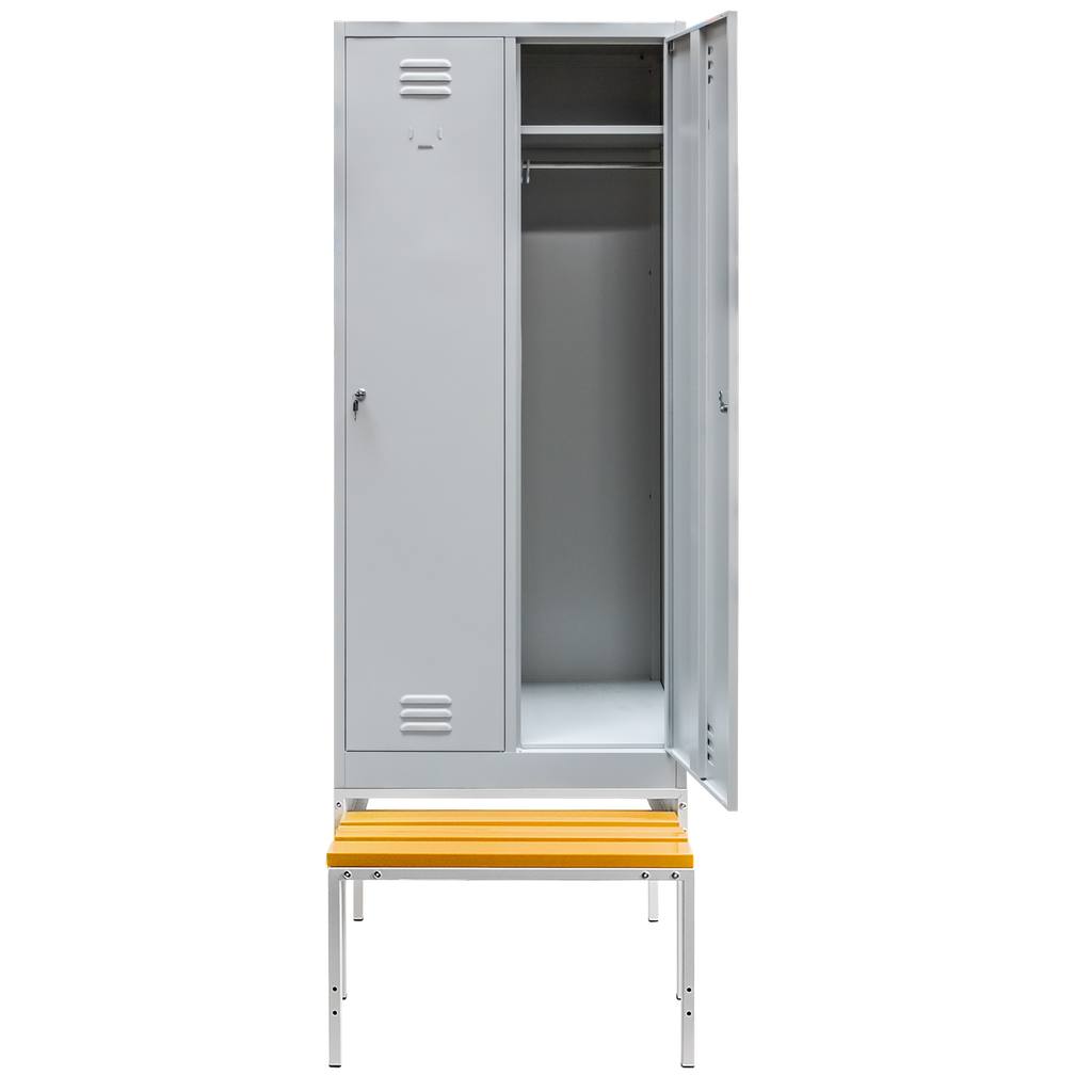 Mega-M armadietto spogliatoio 2 ante 80 cm grigio con panca