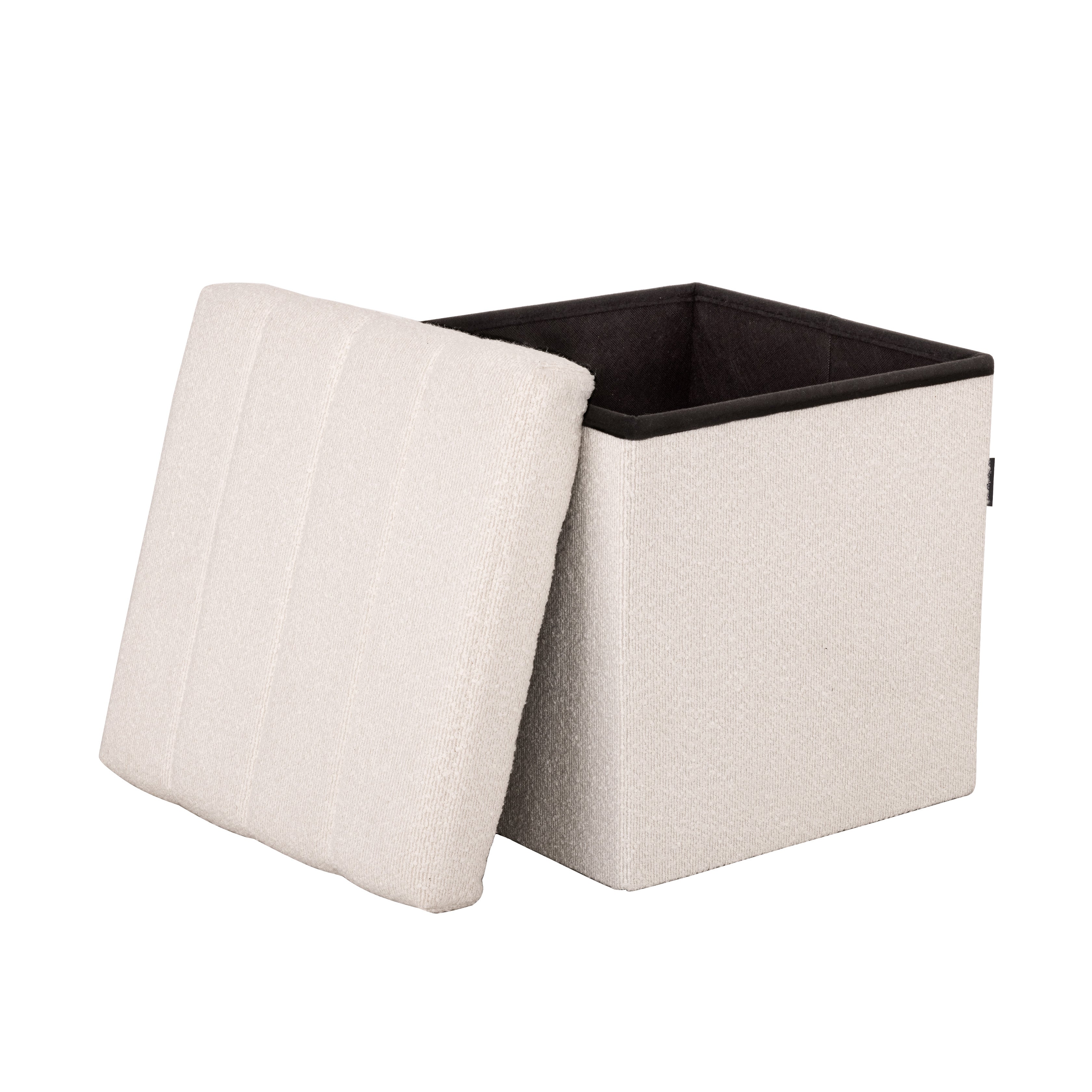 Seville Classics Pouf Contenitore Tondo Bianco Bouclé