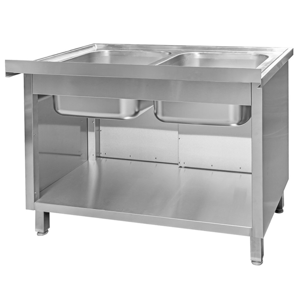Mega-M 120x70x85 lavello gastronomico due vasche con armadio inox