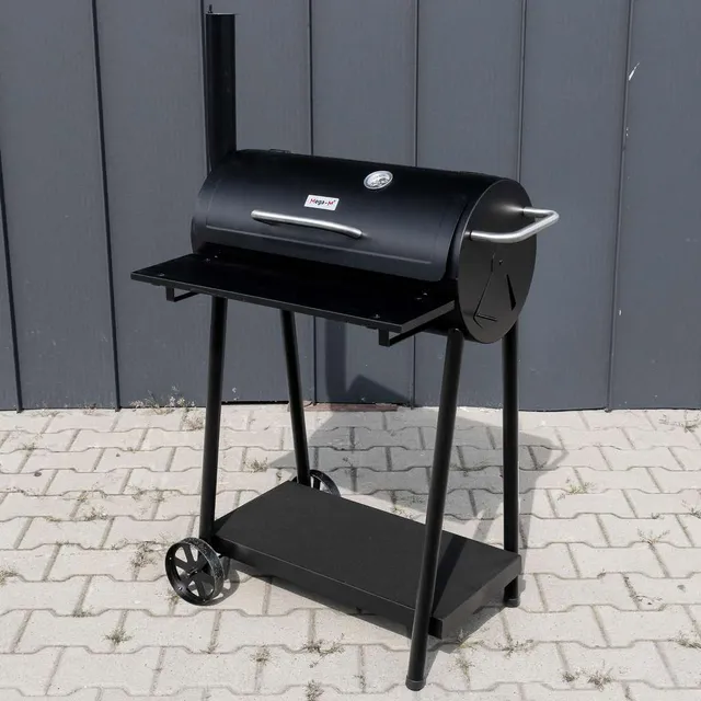 Mega-M Barbecue Carbone a Botte 53x29 cm con Coperchio Ricondizionato