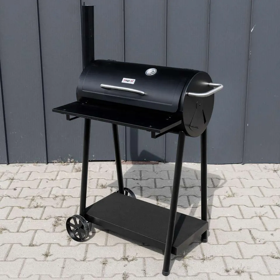 Mega-M Barbecue Carbone a Botte 53x29 cm con Coperchio Ricondizionato