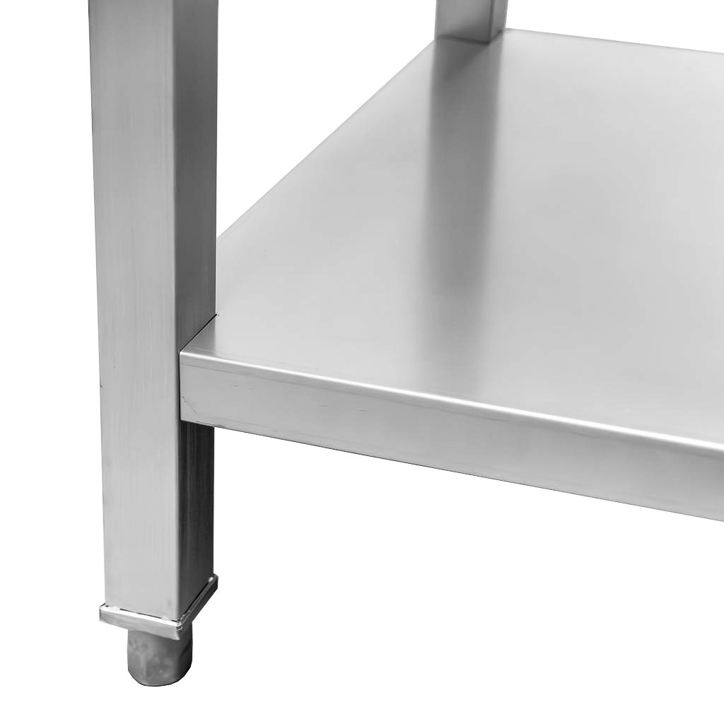 Mega-M Tavolo Inox 220x70x85 cm con Ripiano 6 Gambe