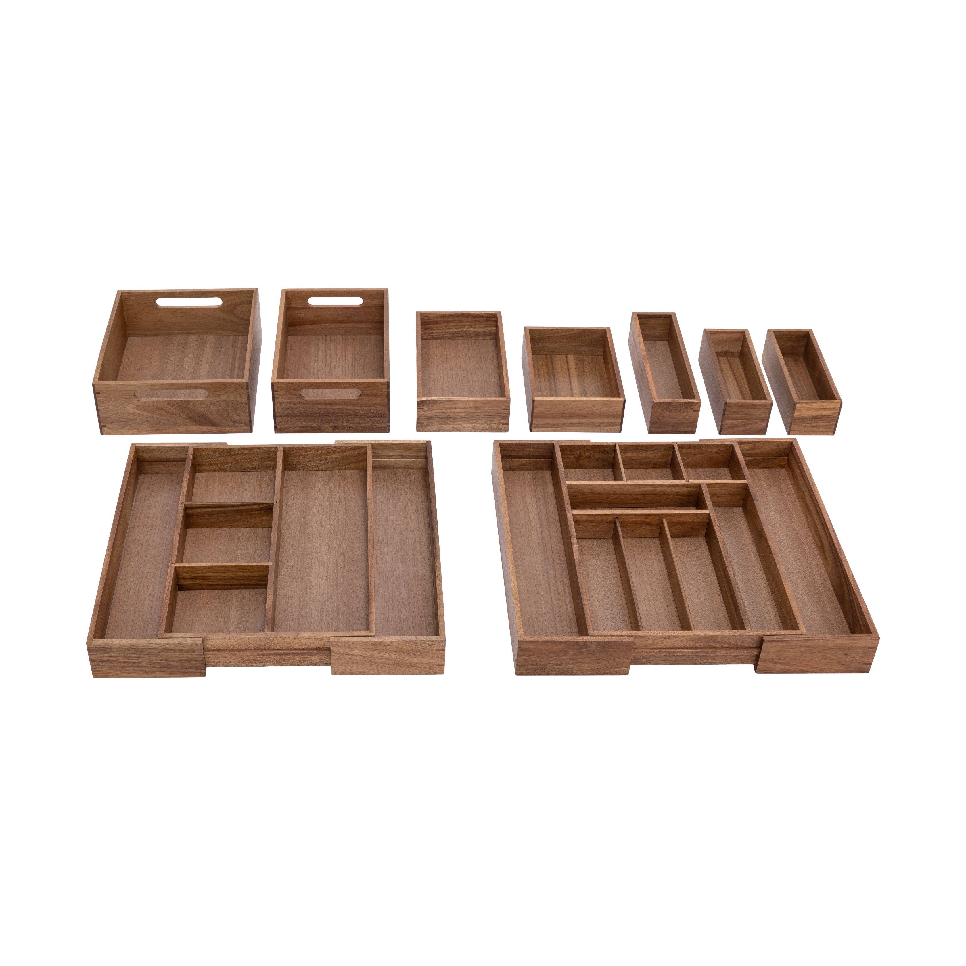 Seville Classics set 9 organizer acacia scatole legno cucina