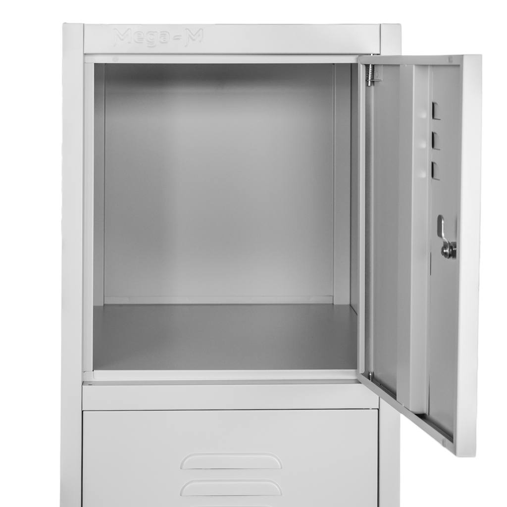 Mega-M armadietto spogliatoio 4 scomparti 40x50x180 cm grigio