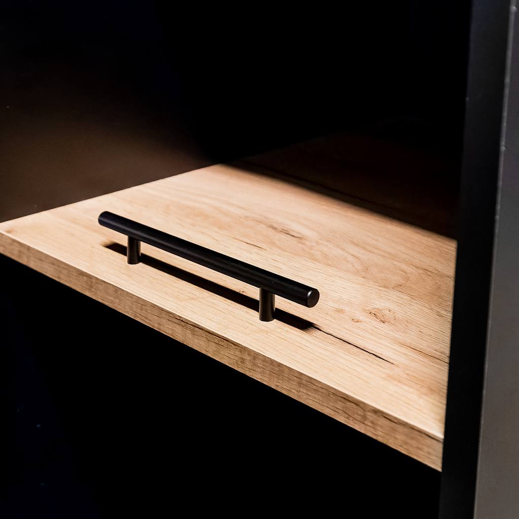 Mega-M 45x58x205 espositore pane nero rovere accessori