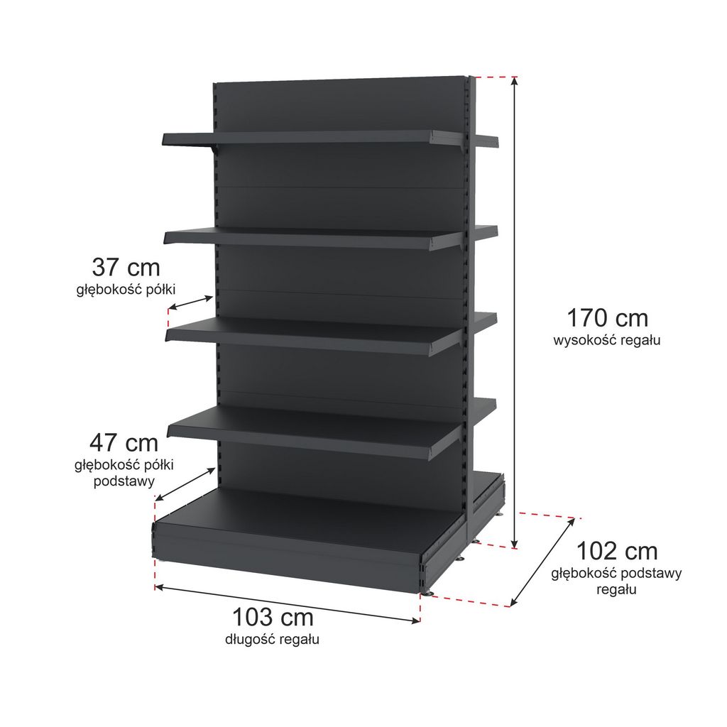 Mega-M Merkury II Scaffale Gondola H170 L103 Grafite 120 kg