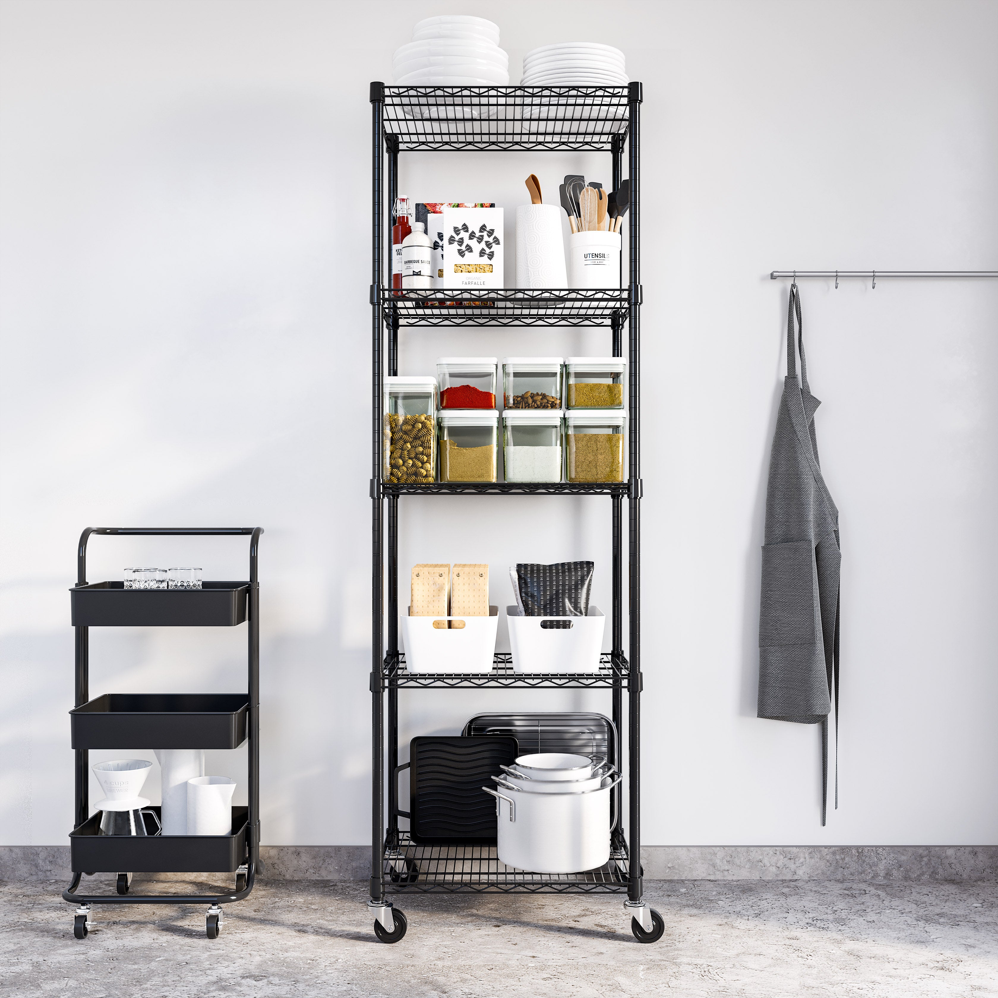Seville Classics UltraDurable Scaffale Acciaio 5 Ripiani Nero