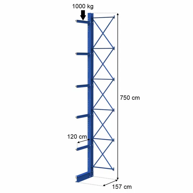 Stow 0+5 H-750 scaffale cantilever portata 1000 kg braccio