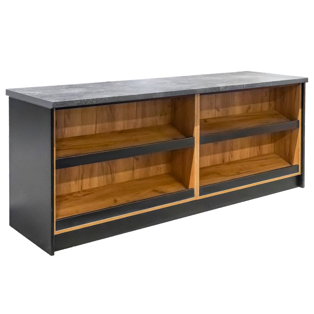 Mega-M banco cassa 200x60x90 cm nero rovere kraft