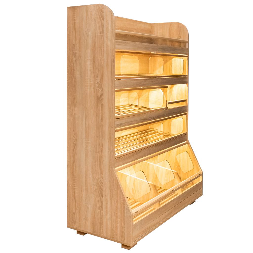 Scaffale pane 180x125x60 LED rovere 5 ripiani