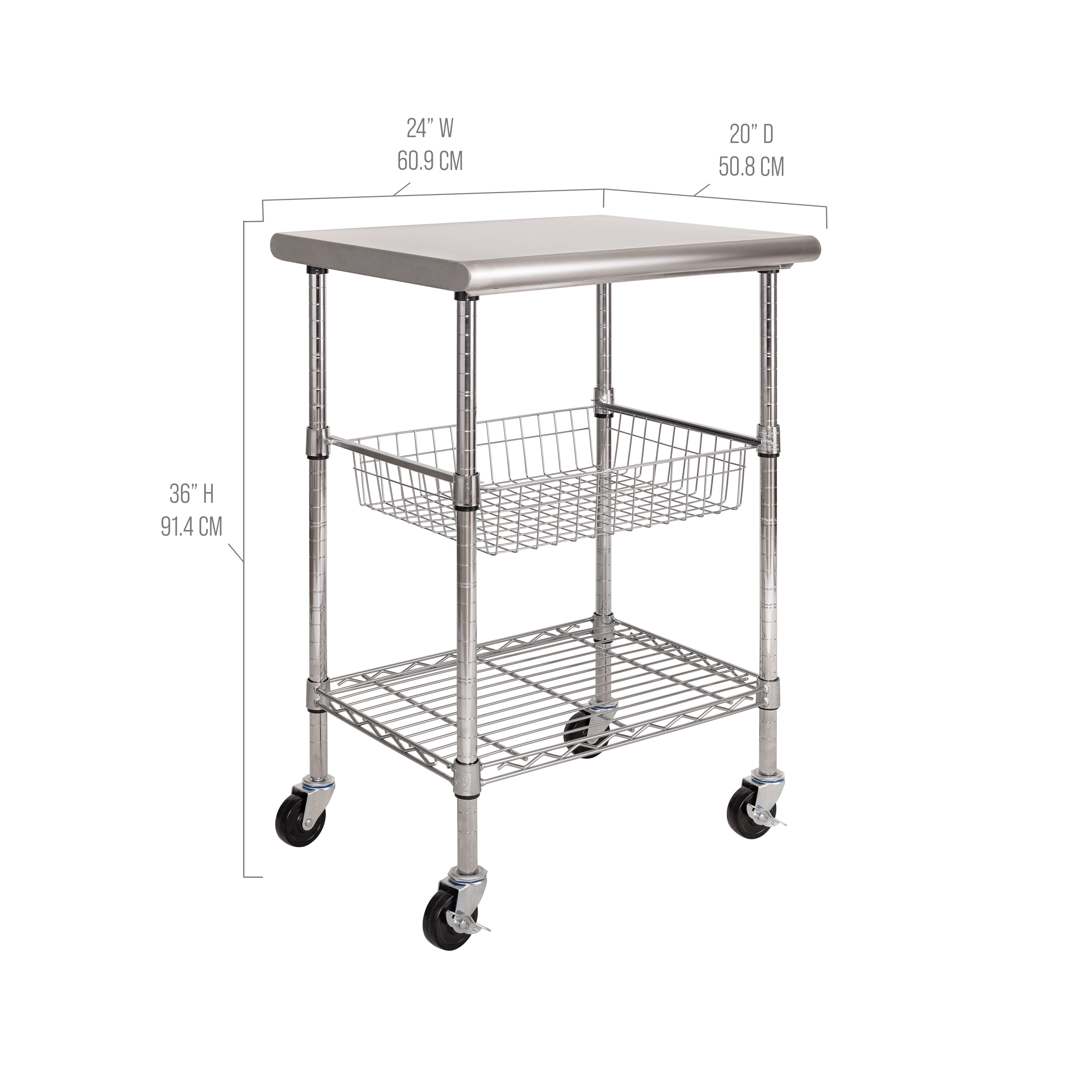 Seville Classics Carrello Tavolo Acciaio Inox NSF