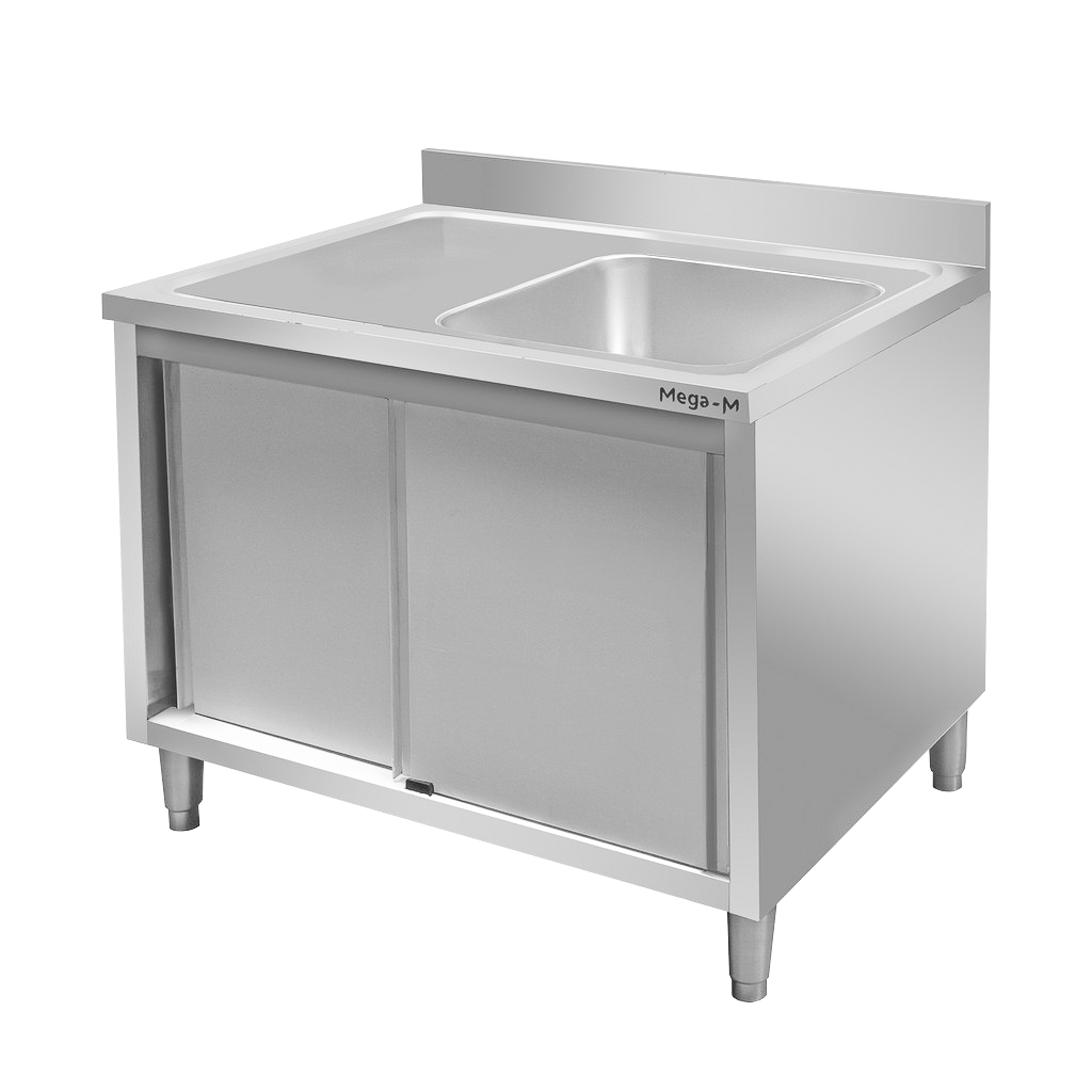 Mega-M 100x60x85 Lavello Inox Vasca a Destra con Armadio