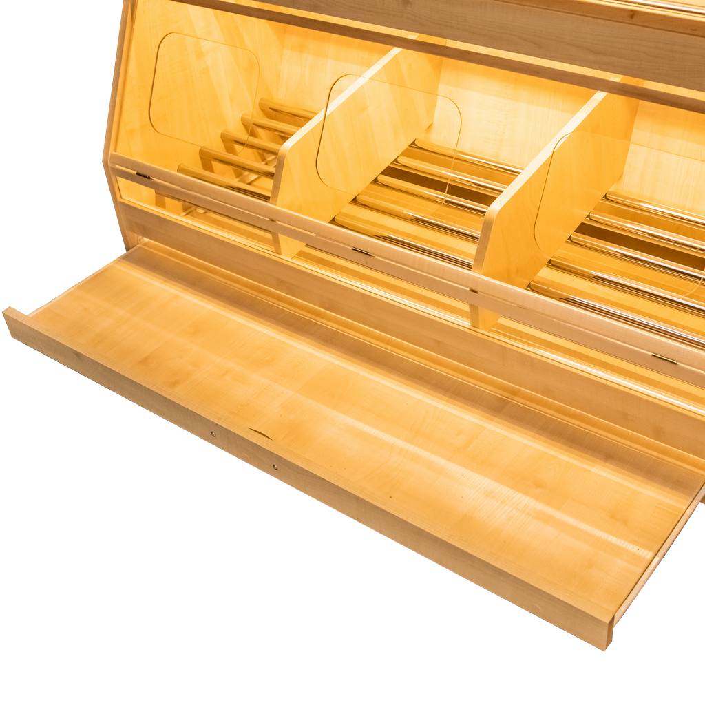 Scaffale pane 125x60x180 legno plexi LED acero chiaro