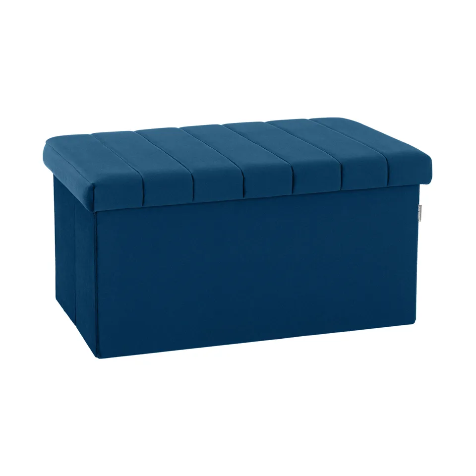 Seville Classics baule contenitore velluto blu 76 cm pieghevole