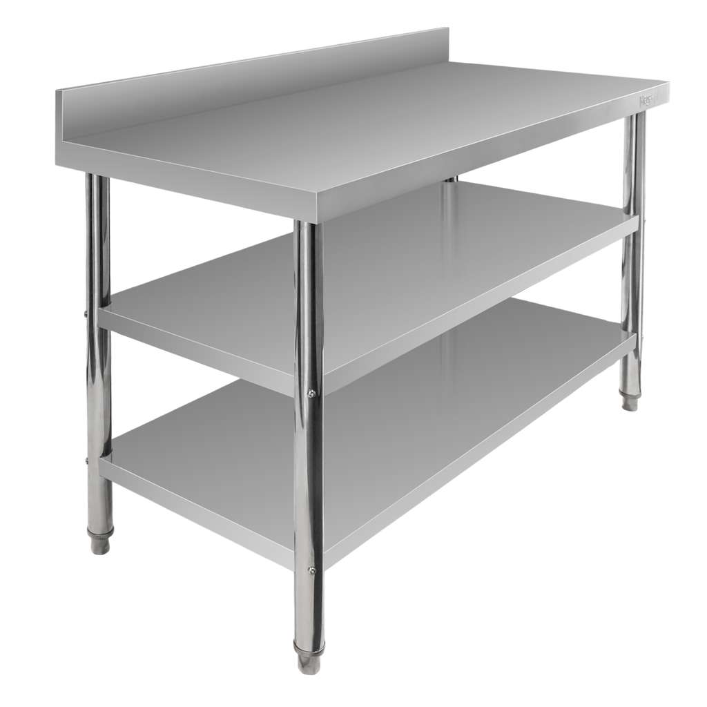 Mega-M X Standard tavolo inox a muro 120x60x85 cm 2 ripiani