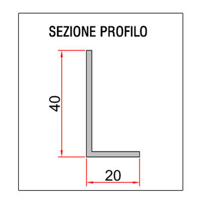 Agosistem angolare in alluminio H.240 cm 40x20
