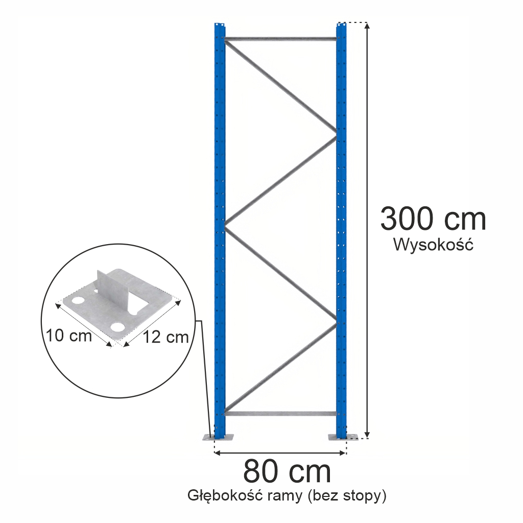 Mega-M XR telaio per portapallet H 300 x P 80 cm blu acciaio