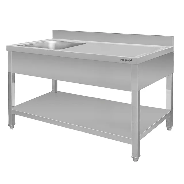 Mega-M Lavello gastronomico 160x70x85 cm vasca a sinistra inox