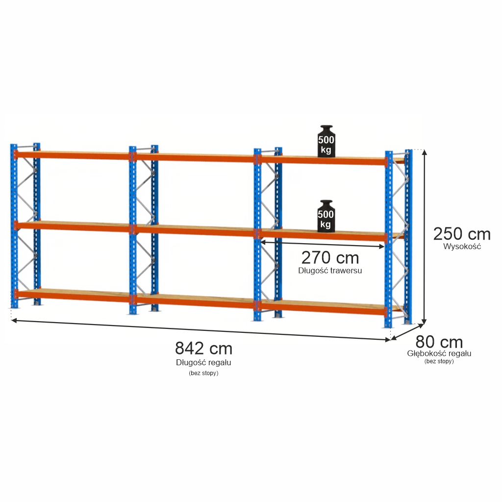 Mega-M XR scaffale magazzino 9 ripiani 250x842x80 500 kg