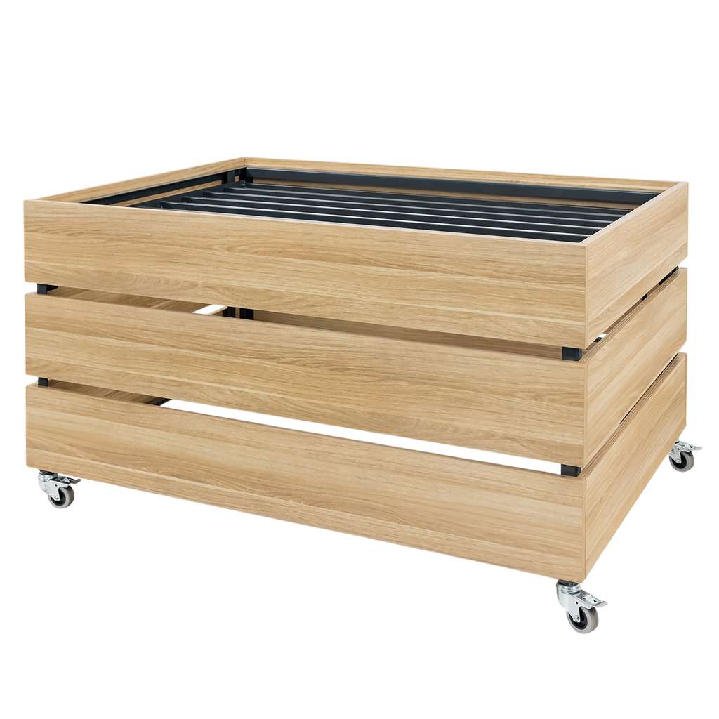 Mega-M Isola Ortofrutta 131x94x75 Rovere Americano su Ruote