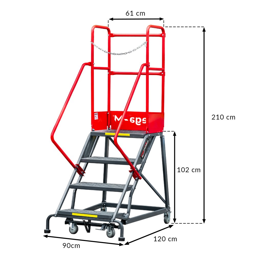 Mega-M H-102 scala magazzino 4 gradini con piattaforma