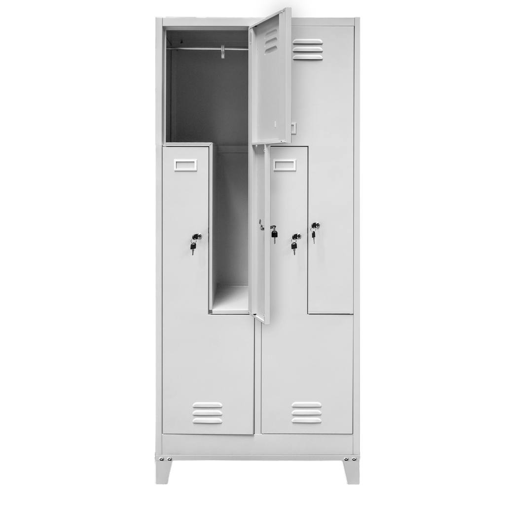 Mega-M S-80 Armadio Spogliatoio 4 Ante Tipo L 80 cm Grigio