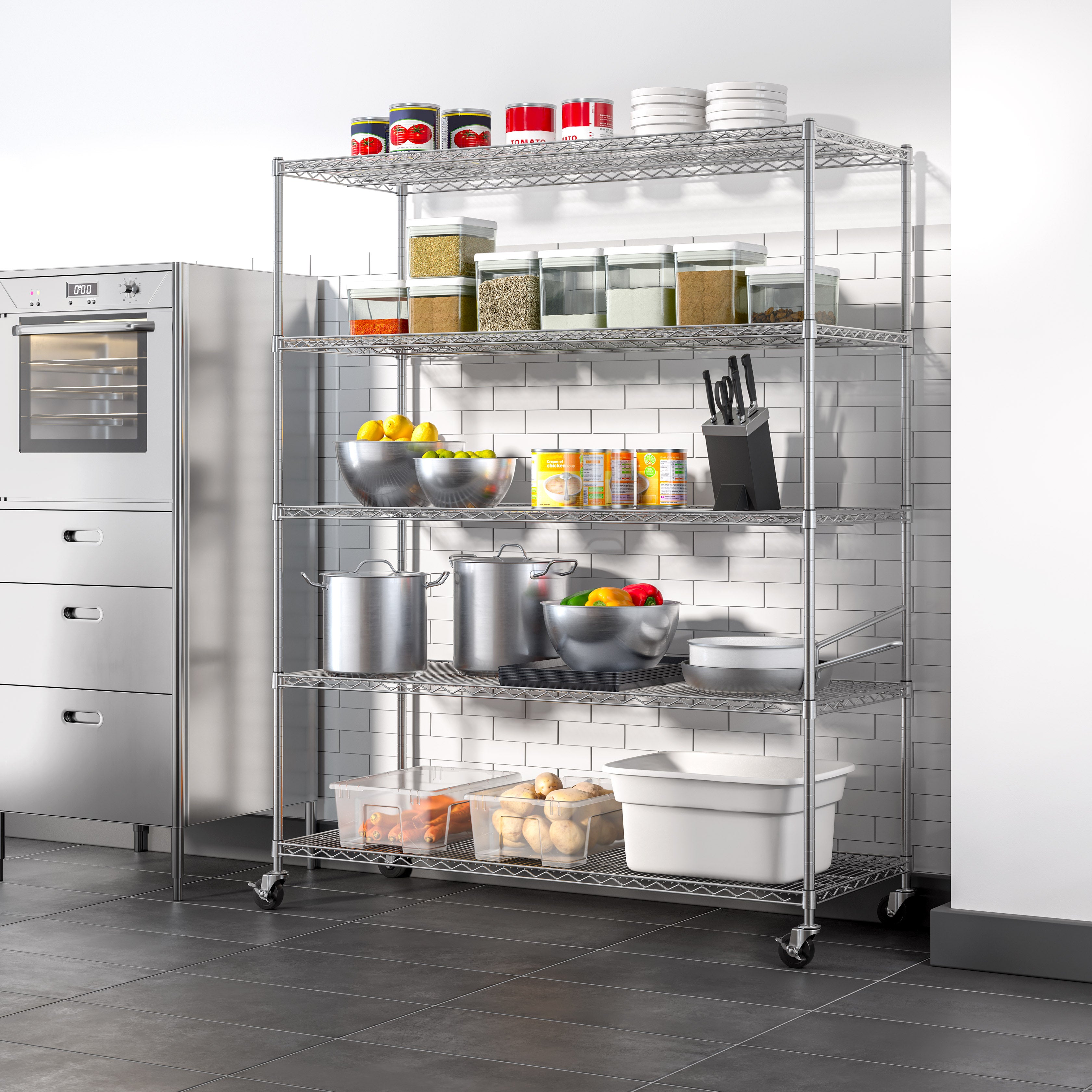 Seville Classics UltraDurable 24600 scaffale filo 5 ripiani 152x61 cm