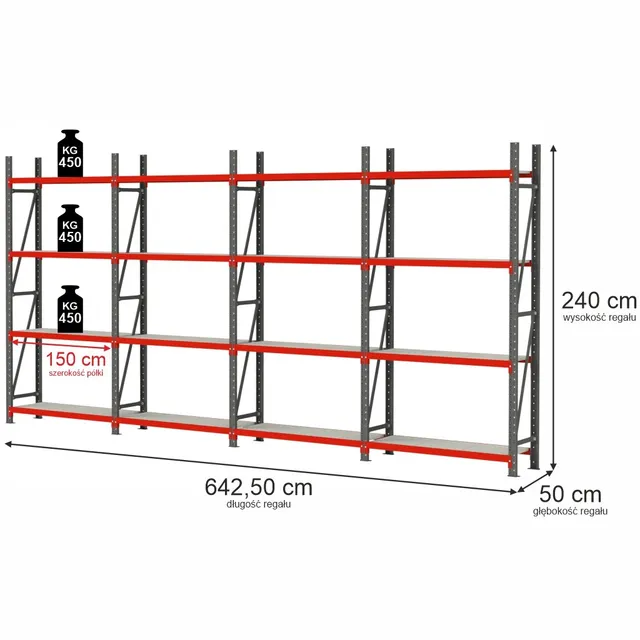 Mega-M Fortis H-240 scaffale magazzino 16 ripiani 50 cm