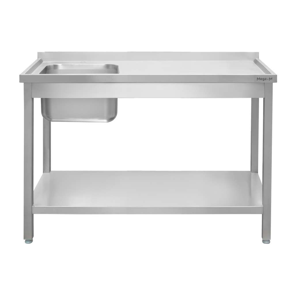 Mega-M 180x60x85 lavello inox vasca a sinistra con ripiano