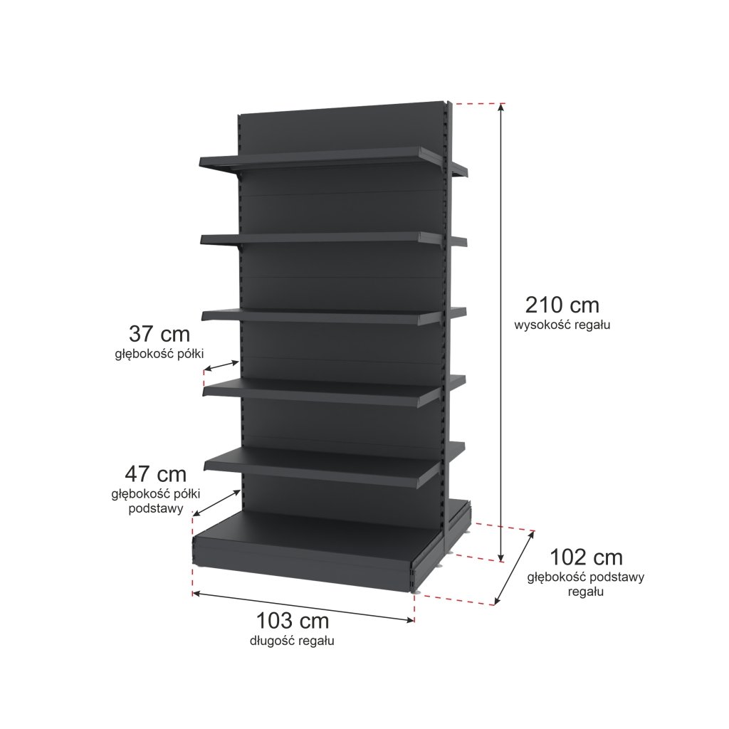 Mega-M MERKURY II Scaffale Negozio Gondola Grafite H210 L103