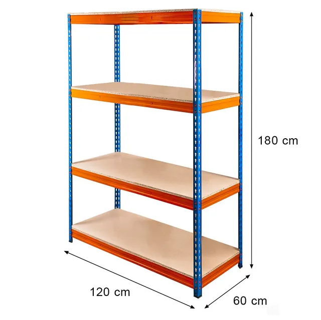 Mega-M Pro Max scaffale magazzino 4 ripiani 180x120x60 blu