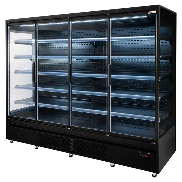 Mega-M Hugo Plus RU banco frigo nero L-250 cm porte vetro