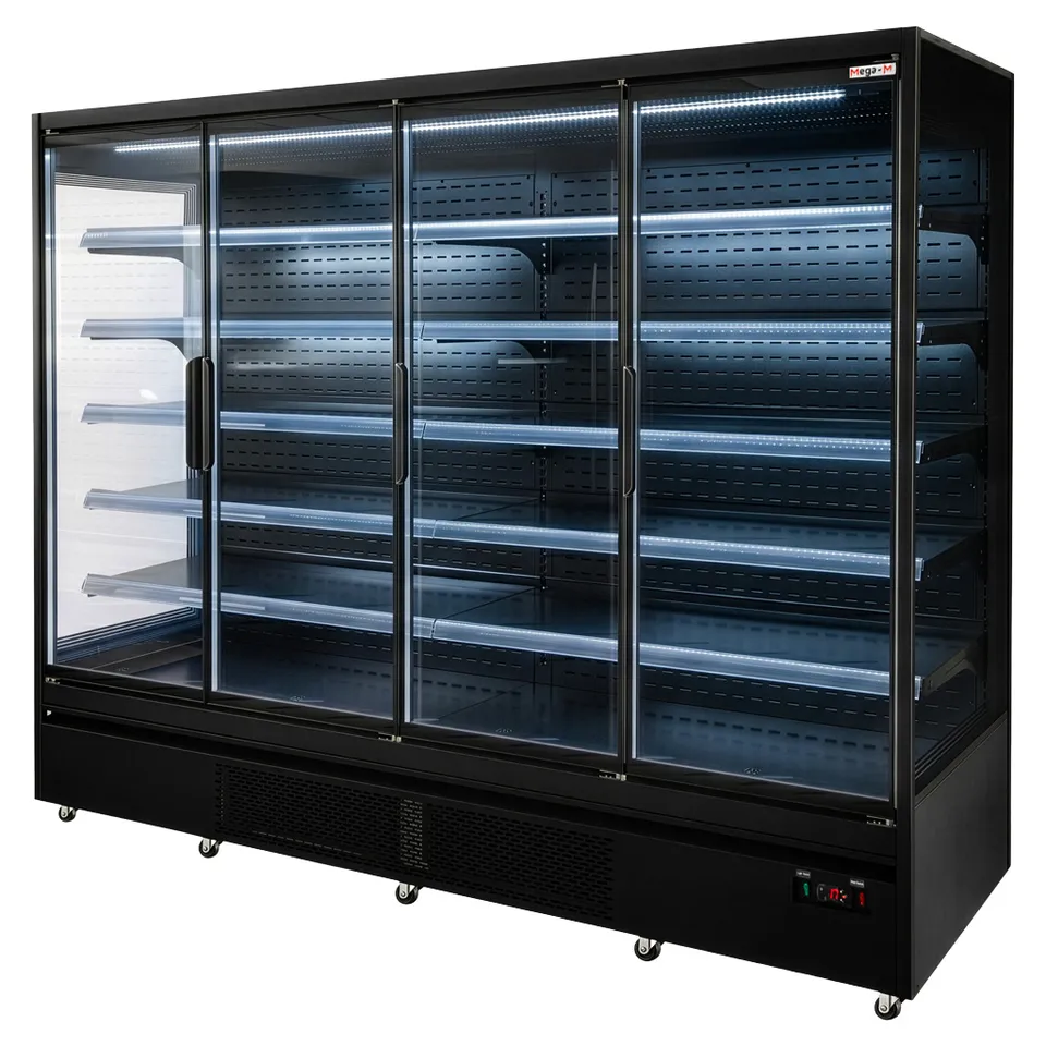 Mega-M Hugo Plus RU banco frigo nero L-250 cm porte vetro