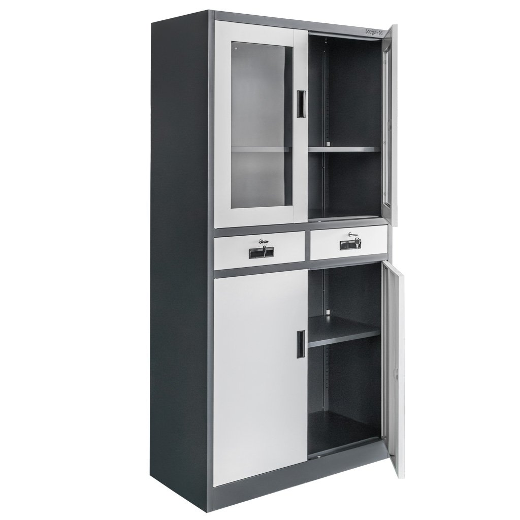 Mega-M WENUS Armadio Ufficio Metallo Vetro 90x40x185