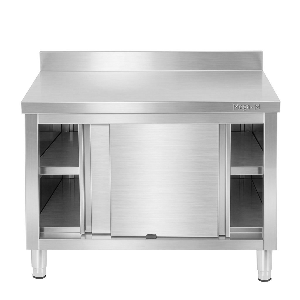 Mega-M Tavolo gastronomico inox 100x60x85 cm a muro armadio
