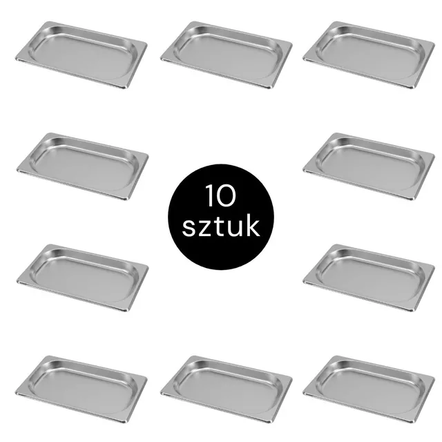 Mega-M GN 1/4 bacinella inox 26,5x16,2x2 cm 10 pezzi