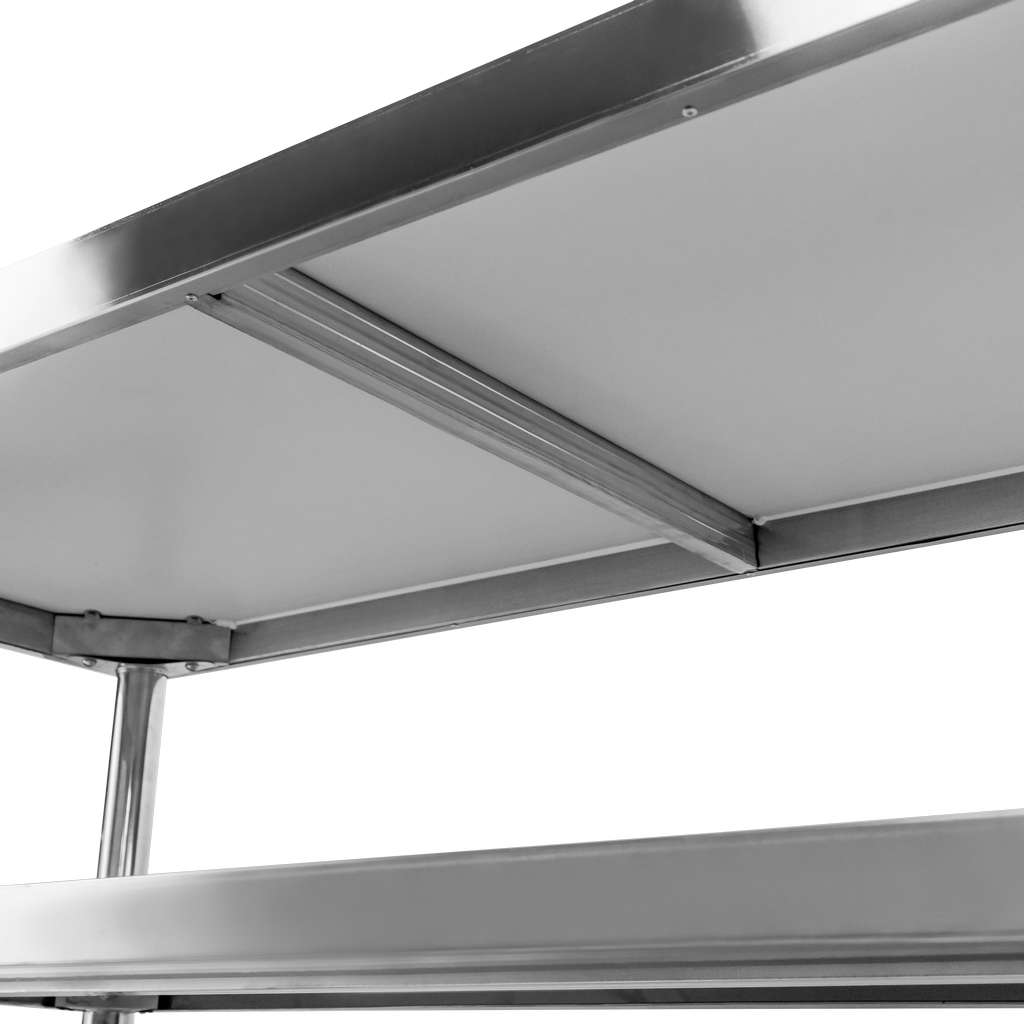 Mega-M X Standard 160x60x85 tavolo inox centrale 2 ripiani