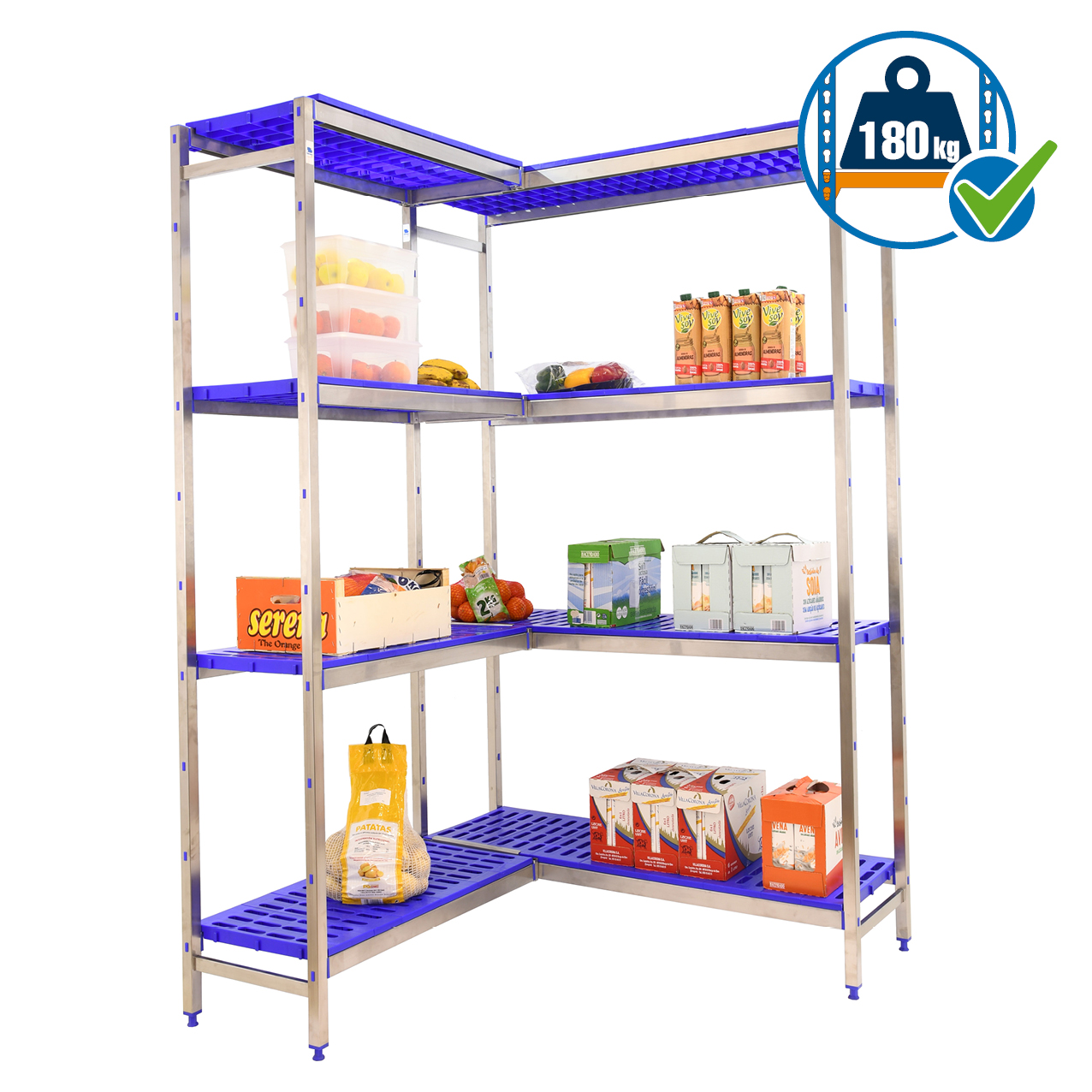 Simonrack SimonInox PP scaffale angolare 4 ripiani acciaio inox