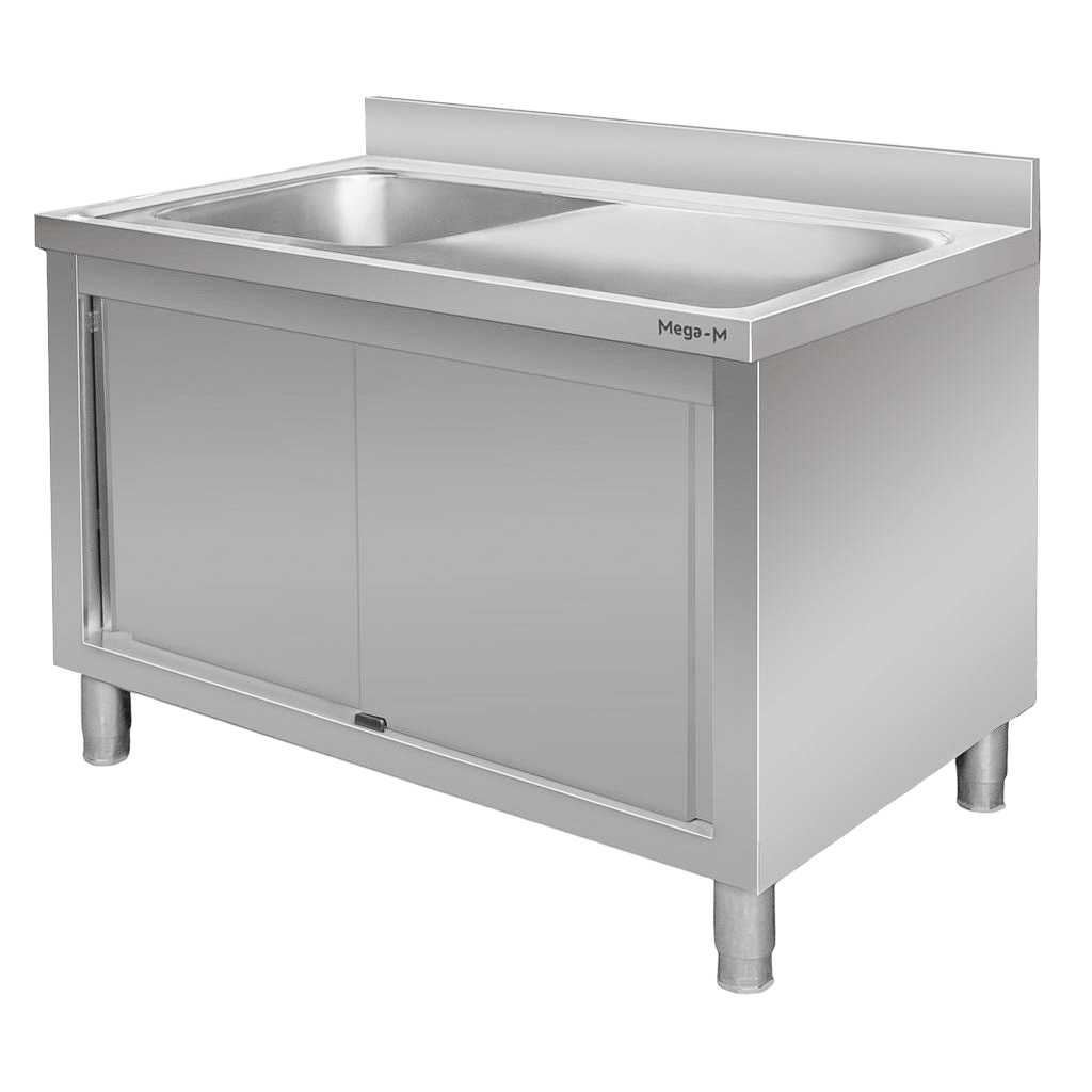 Mega-M 140x60x85 lavello inox vasca sinistra e armadio